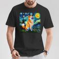 シバイヌ 面白いtシャツ 柴犬 犬 ゴッホ 星月夜 かわいい メンズ 子供 おもしろ 服 グッズ ネタ Tシャツ 面白い贈り物