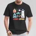 ジョーズシャークライトハウスオルカボートポリス Tシャツ 面白い贈り物