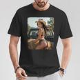 セクシーガールグラフィックtシャツ カウガールピンナップガール 2 Tシャツ 面白い贈り物