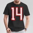 ナンバー 14 スポーツ ホワイト レッド ナンバー 14 Tシャツ 面白い贈り物