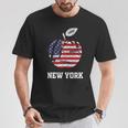 ニューヨーク市 ビッグアップル グラフィック アメリカ国旗付き Tシャツ 面白い贈り物
