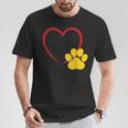 ハートと猫の足跡 – ミニマルな猫愛アート Tシャツ 面白い贈り物