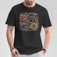 パイソン ヘビ フローラル ボール パイソン タトゥーフラワー Tシャツ 面白い贈り物