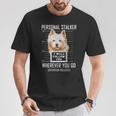 パーソナルストーカー犬ノーリッチテリア私はあなたに従います Norwich Terrier Dog Tシャツ 面白い贈り物