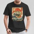 ヒョウ ヤモリ トカゲ 怪獣 怪獣 日本のビンテージポスター Tシャツ 面白い贈り物