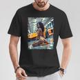 ピンナップガールtシャツ 男性用 ブラックピンナップガール&エキゾチックカー Tシャツ 面白い贈り物