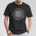 フラワー オブ ライフ ひまわりシャツ、神聖幾何学模様 Tシャツ 面白い贈り物