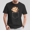 ポケットに入った猿 胸ポケットにかわいい猿 かわいい猿 Tシャツ 面白い贈り物
