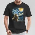 ポメラニアン 犬 イヌアート ゴッホ 星月夜 ポメラニアン 長袖tシャツ Tシャツ 面白い贈り物