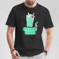 メロンソーダ／クリームソーダ 夏 （デリシャス スイーツ）昭和レトロ ポップ 80S かわいい イラスト Tシャツ 面白い贈り物