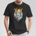 ライオンファンのための王冠を持つライオン Tシャツ 面白い贈り物