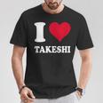 レッドハート I Love Takeshi Tシャツ 面白い贈り物