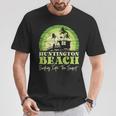 レトロなハンティントンビーチサンセットサーフシーン 長袖tシャツ Tシャツ 面白い贈り物