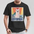 レトロ国立公園 エクアドル コトパクシ ラマ キャンプ Tシャツ 面白い贈り物