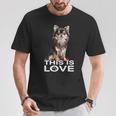 ロングヘア チワワ犬 This Is Love Brown チワワ 恋人 長袖tシャツ Tシャツ 面白い贈り物
