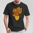 ヴァン・ゴッホ ひまわり ビンテージ イエローフラワー アートペインティング Tシャツ 面白い贈り物