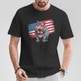 ヴィンテージ カバ アメリカ国旗 サングラス Tシャツ 面白い贈り物