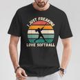ヴィンテージソフトボール I Just Freaking Love ソフトボール愛好家 Tシャツ 面白い贈り物