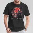 侍忍者 猫戦士 墨絵 Ufo 浮世絵f 日本語 Tシャツ 面白い贈り物