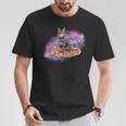 宇宙の猫とピザ Tシャツ 面白い贈り物