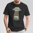 宇宙船 牛 宇宙人 誘拐 Tシャツ 面白い贈り物