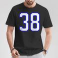 数字 38 Thirty Eight スポーツジャージ ホワイト ブルー 誕生日年齢 Tシャツ 面白い贈り物