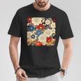 日本のヴィンテージ花柄着物 Tシャツ 面白い贈り物
