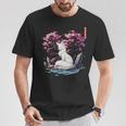 日本キツネ 妖怪 白狐 幽霊 浮世 E さくら Tシャツ 面白い贈り物