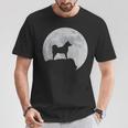 月と犬のシルエット-柴犬 Tシャツ 面白い贈り物