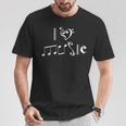 楽譜 音楽 ミュージシャン I Love Music クラシカル ピアノ ギフト Tシャツ 面白い贈り物