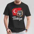 激しいトルコのオオカミと国旗 Tシャツ 面白い贈り物