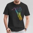 猫とサックスのサクソフォン楽器 Tシャツ 面白い贈り物