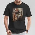 男と狼 長袖tシャツ Tシャツ 面白い贈り物