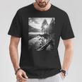 白黒写真 木と川の写真 Tシャツ 面白い贈り物