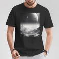 白黒写真 火星月&宇宙写真 Tシャツ 面白い贈り物