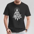 瞑想的な蓮の置物 スピリチュアルな禅ファンタジーデザイン Tシャツ 面白い贈り物