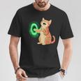 背中にポータル中指を持ついたずらな猫コスチューム。 Tシャツ 面白い贈り物