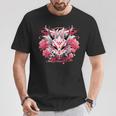芸者にインスパイアされた日本のおにフラワーマスク Tシャツ 面白い贈り物