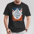 落ち着いてキャリー・オン・ユニオンジャック Tシャツ 面白い贈り物
