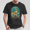 蔵王キツネ村 日本 – ヴィンテージ雪に覆われたキツネアート Tシャツ 面白い贈り物