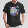 銀河を飛んでいる面白いオカメインコ オカメインコ Tシャツ 面白い贈り物