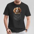 面白いtシャツ キャバリア 胸 ポケット イヌ わんこ メンズ 犬好き グッズ おもしろ 面白い 服 ネタ 長袖tシャツ Tシャツ 面白い贈り物