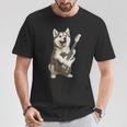 面白いtシャツ シベリアンハスキー 犬 ギター イヌ メンズ グッズ かわいい おもしろ 面白い 服 ネタ Tシャツ 面白い贈り物