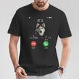 面白いtシャツ シベリアンハスキー 着信 犬 イヌ メンズ グッズ かわいい おもしろ 面白い 服 ネタ Tシャツ 面白い贈り物