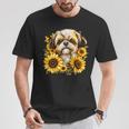 面白いtシャツ シーズー ひまわり わんこ メンズ 犬好き グッズ かわいい おもしろ 面白い 服 ネタ 長袖tシャツ Tシャツ 面白い贈り物