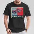 面白いtシャツ 馬tシャツ 競馬 馬 レース 乗馬 ジョッキー メンズ おもしろ 面白い グッズ ネタ 男性用 レトロ 長袖tシャツ Tシャツ 面白い贈り物
