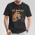 面白いナイトライフ オレンジ 猫 飲酒 ダイエット ドリンク サングラス Tシャツ 面白い贈り物