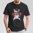 面白いフレンチブルドッグ ボクシング愛好家 ペット 犬 ボクシンググローブ Tシャツ 面白い贈り物