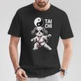 面白い太極拳犬格闘技陰陽クールな子犬のポーズ Tシャツ 面白い贈り物