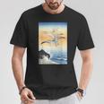 鳥 カモメ 波 海 ヴィンテージ 和 浮世絵 木版画 Tシャツ 面白い贈り物